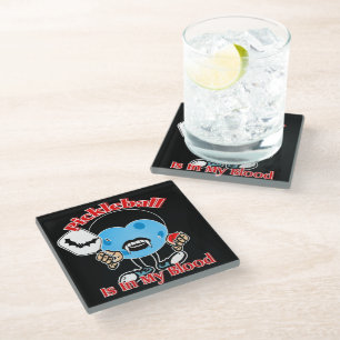 Pickleball Halloween Party Round Robin Vampire Glass Coaster