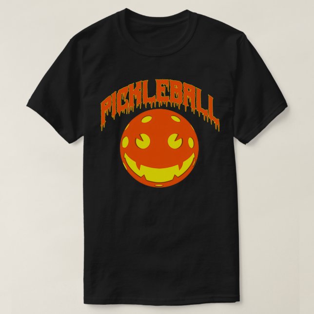 Pickleball Halloween pumpkin Pickleball T-Shirt (Design Front)