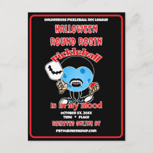 Pickleball Halloween Round Robin Party Vampire Invitation Postcard