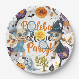 Pickleball Halloween themed for party Paper Plate