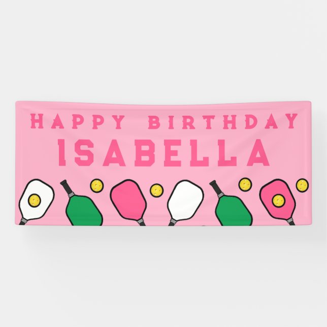 Pickleball Happy Birthday Banner (Horizontal)