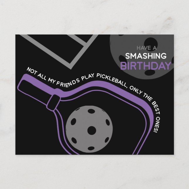 Pickleball Happy Birthday Black Customisable  Card (Front)