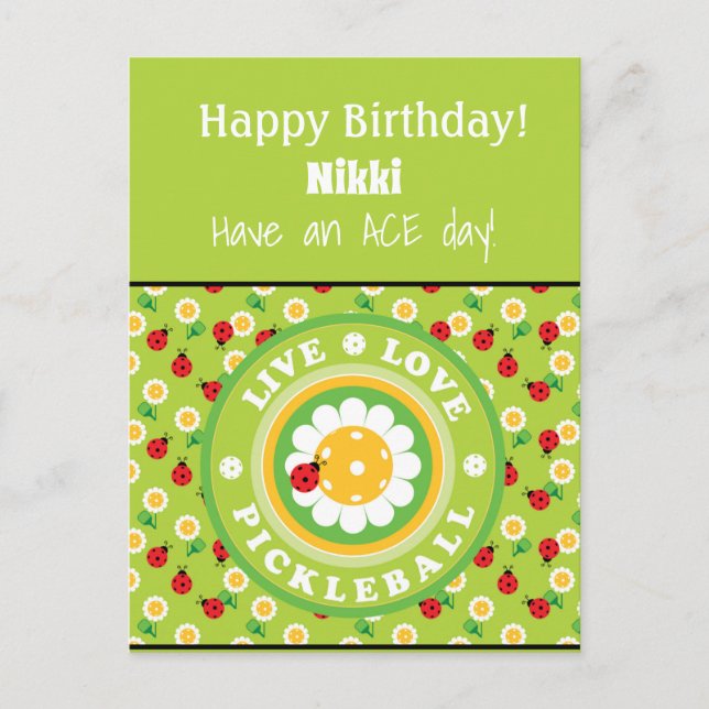 Pickleball Happy Birthday Cute Customisable  Card (Front)