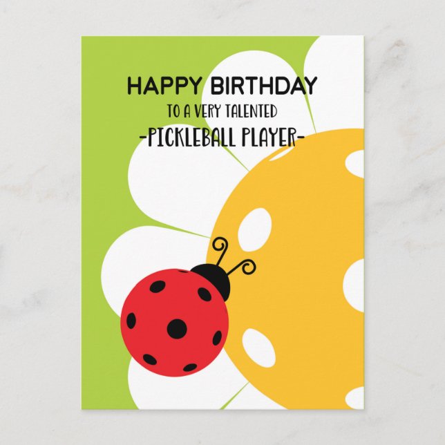 Pickleball Happy Birthday Cute Green Customisable Postcard (Front)