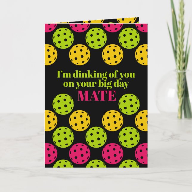 Pickleball Happy Birthday Holiday Card (Front)