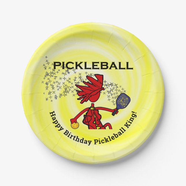 Pickleball Happy Birthday!  Paper Plates (Front)