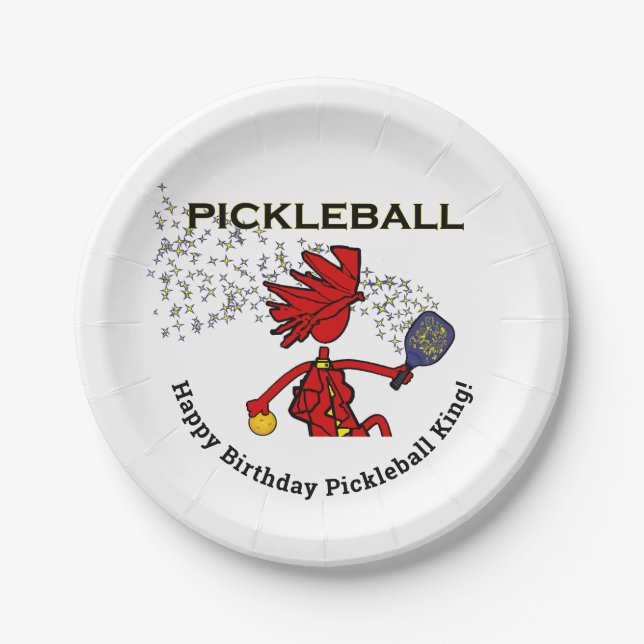 Pickleball Happy Birthday!  Paper Plates (Front)