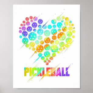 Pickleball Heart - Funny Colourful Paddle Sports P Poster