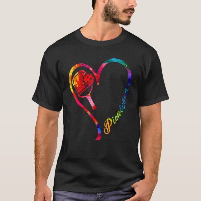 Pickleball Heart I Love Pickleball Tie Dye For Man T-Shirt (Front)