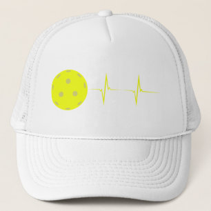 Pickleball Heartbeat Baseball Hat - Yellow