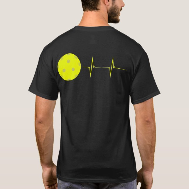 Pickleball Heartbeat Men/Women Tee Shirt - Yellow (Back)