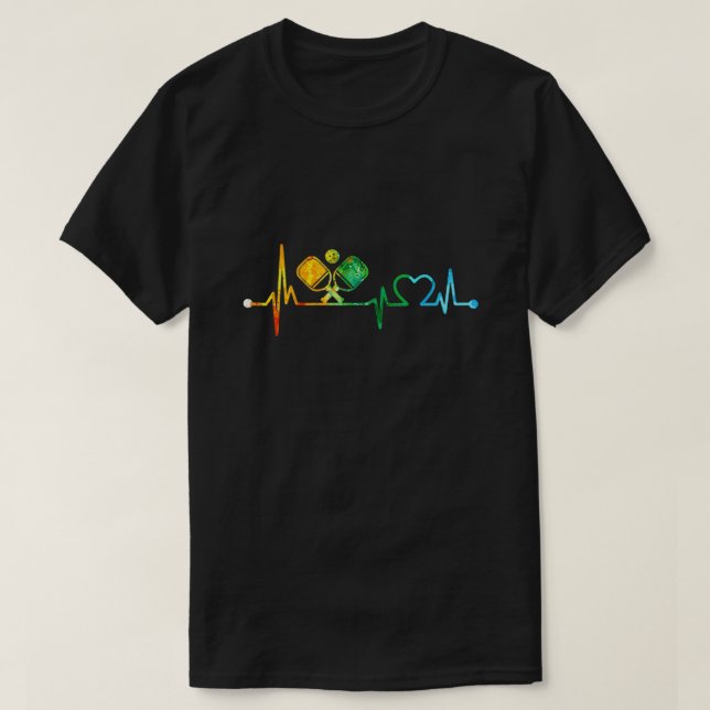 PICKLEBALL HEARTBEAT WATERCOLOR T-Shirt (Design Front)