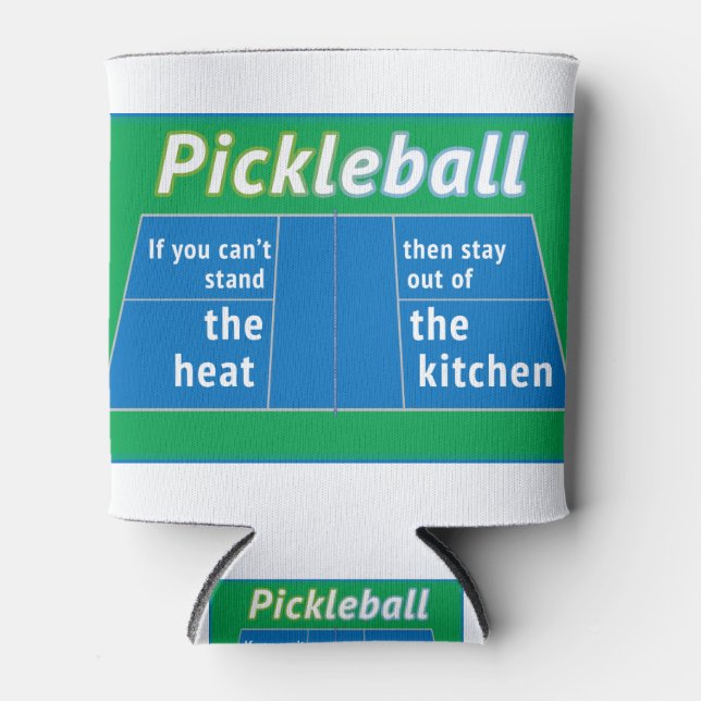 Pickleball Heat Kitchen green/blue Can Cooler (Front)