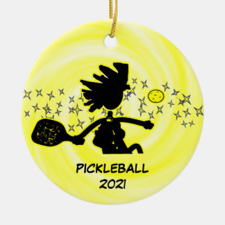 Pickleball Holiday Christmas Ceramic Ornament