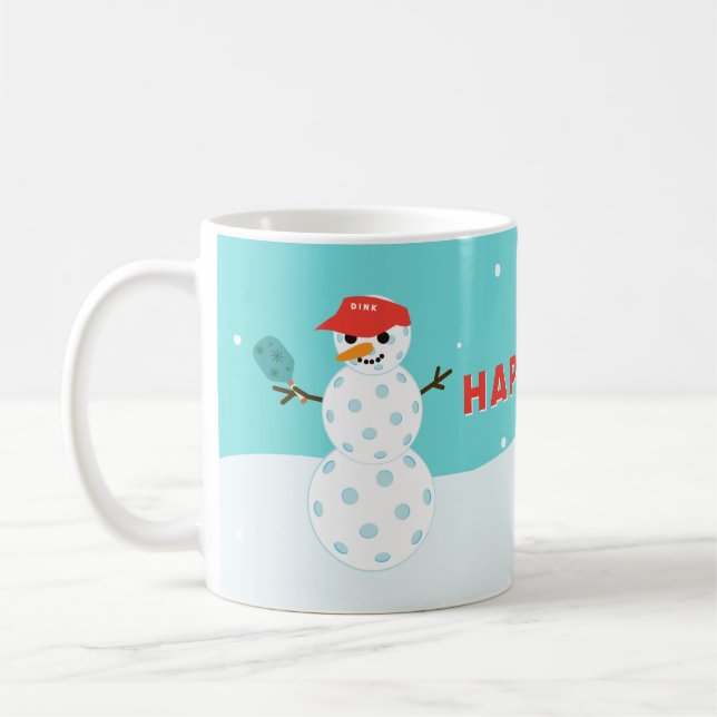 Pickleball Holiday Custom Humourous Snowman Mug (Left)