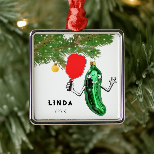 Pickleball Holiday Gift Metal Tree Decoration (Tree)