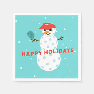 Pickleball Holiday Party Humourous Snowman Napkin