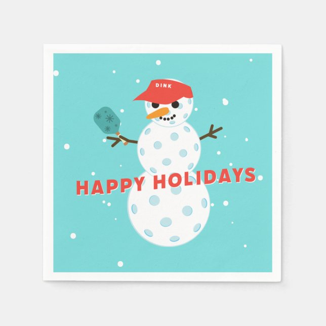 Pickleball Holiday Party Humourous Snowman Napkin (Front)