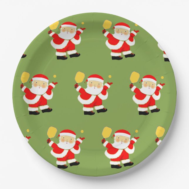 Pickleball Holiday Party Paper Plate (Front)