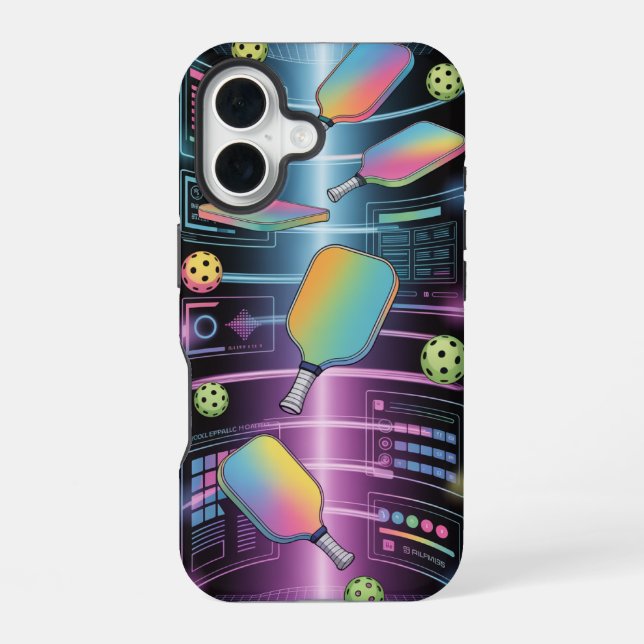 Pickleball Holographic Paddle Portal Tournament iPhone 16 Case (Back)