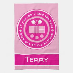Pickleball: if you cant take the heat custom text  tea towel