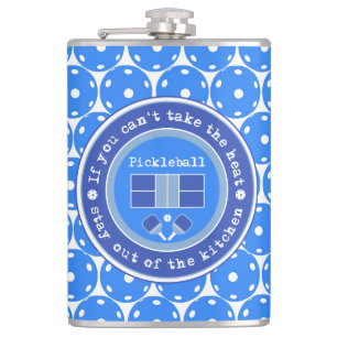 Pickleball: If you can't take the heat /pale blue Hip Flask