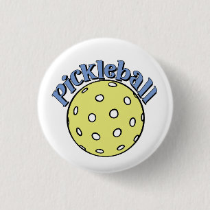 Pickleball in Blue with Yellow Ball 3 Cm Round Badge