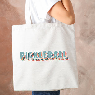 Pickleball in Colourful Multicolor Retro Typograph Tote Bag