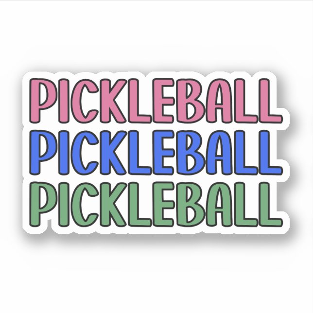 Pickleball in Pink Blue Green Typography (Front)