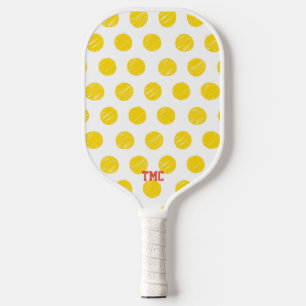Pickleball Initials Yellow Polka Dot Sports  Paddle