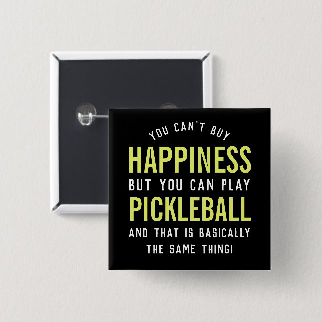 Pickleball is Happiness Funny Pickleball Gift 15 Cm Square Badge (Front & Back)