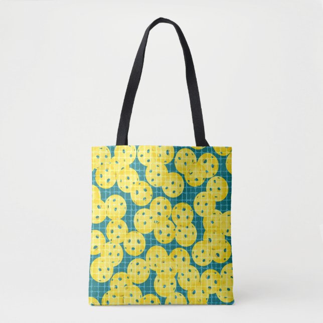 Pickleball is Life - Yellow on Teal Tote Bag (Front)