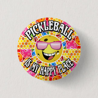 Pickleball is My Happy Place - Colourful Graphic 3 Cm Round Badge