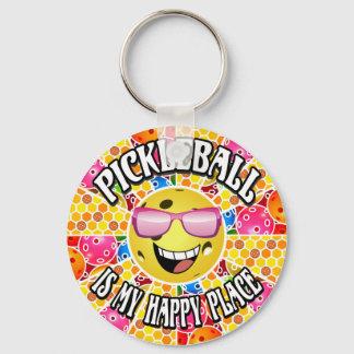 Pickleball is My Happy Place - Colourful Graphic Key Ring