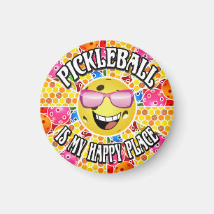 Pickleball is My Happy Place - Colourful Graphic Magnet