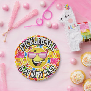 Pickleball is My Happy Place - Colourful Graphic Paper Plate