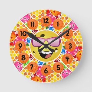 Pickleball is My Happy Place - Colourful Graphic Round Clock