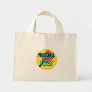 Pickleball is my happy place humour mini tote bag