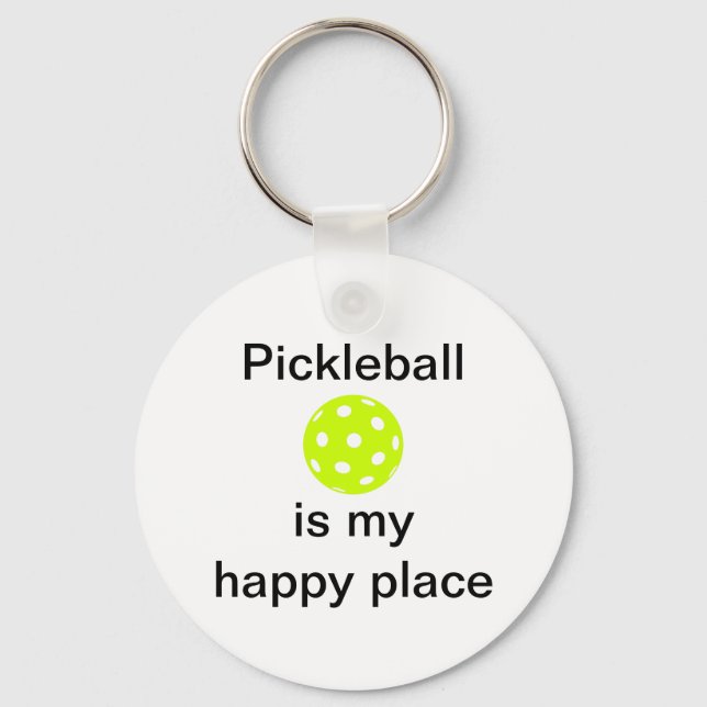 Pickleball Is My Happy Place Key Ring (Front)