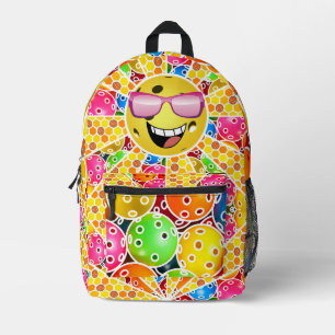Pickleball is My Happy Place Smiling Pickleball Printed Backpack