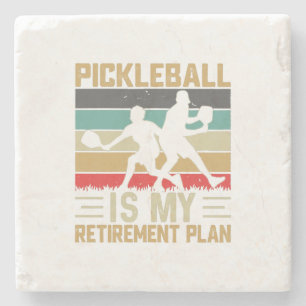 Pickleball Is My Retirement Plan Funny Pickleball  Stone Coaster