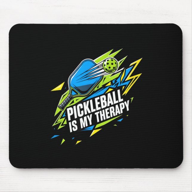Pickleball is therapy funny paddle ball player gif mouse mat (Front)