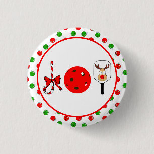 Pickleball Joy Christmas Party Red Green Ornaments 3 Cm Round Badge