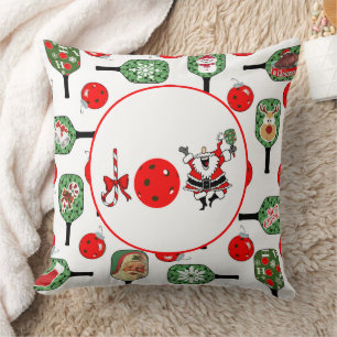 Pickleball Joy Christmas Party Red Green Paddles Cushion