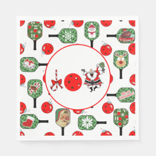 Pickleball Joy Christmas Party Red Green Paddles Napkin