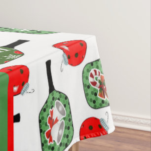 Pickleball Joy Christmas Party Red Green Santa Tablecloth