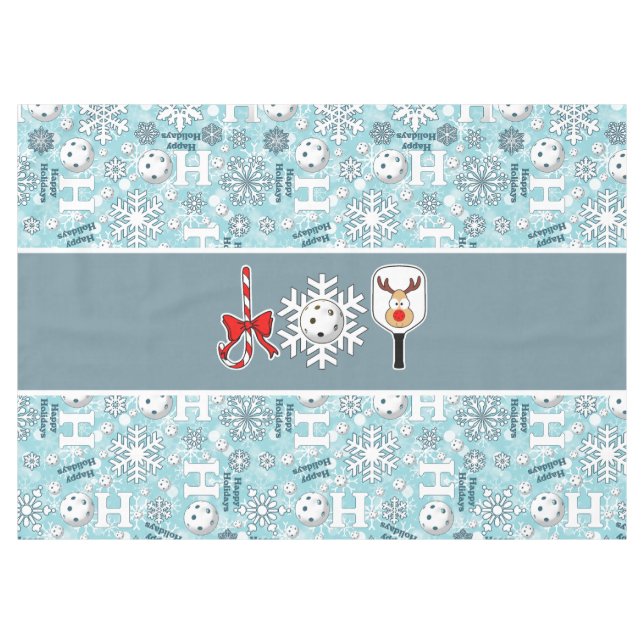 Pickleball Joy Christmas Party Red Green Santa Tablecloth (Front (Horizontal))