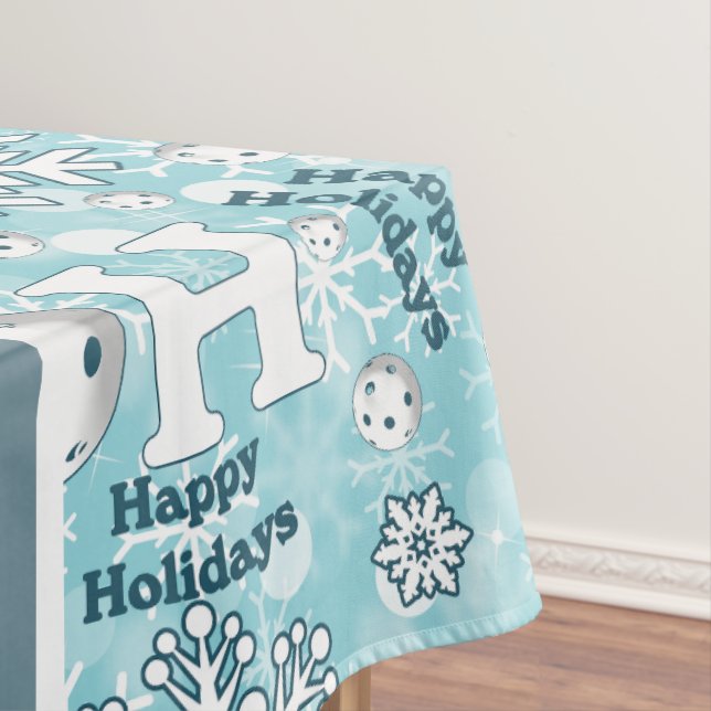 Pickleball Joy Christmas Party Red Green Santa Tablecloth (In Situ)