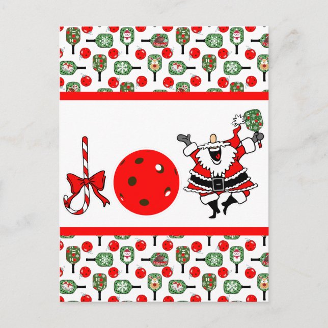 Pickleball Joy Christmas Party Santa Paddles Postcard (Front)
