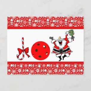 Pickleball Joy Christmas Red and White Santa Postcard